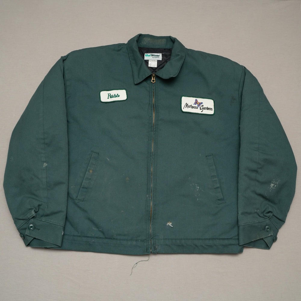 Vintage‎ Butterfly Mariposa Gardens Russ Zip Up Green Work Jacket Quilted